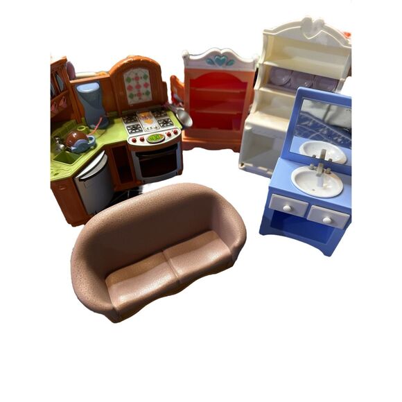Fisher Price LOVING FAMILY dollhouse furniture bundle Kitchen Living Room 24365 - Picture 1 of 7